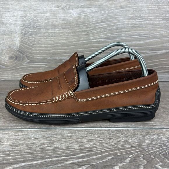 Tod’s Slip On Brown Leather Men’s Sz 7 Vibram Sole Penny Loafers - Picture 3 of 16